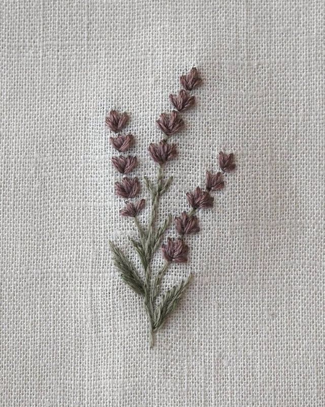 Embroidered lavender in a hoop